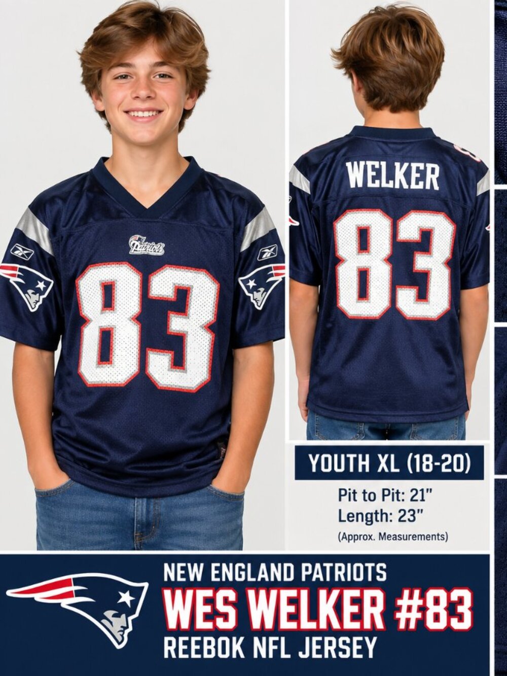 New England Patriots Wes Welker #83 Reebok Jersey – Youth XL – $29